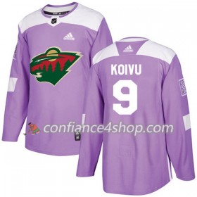 Adidas Maillot de Hockey Minnesota Wild Mikko Koivu 9 2017-2018 Violet Fights Cancer Practice Authentic - Homme